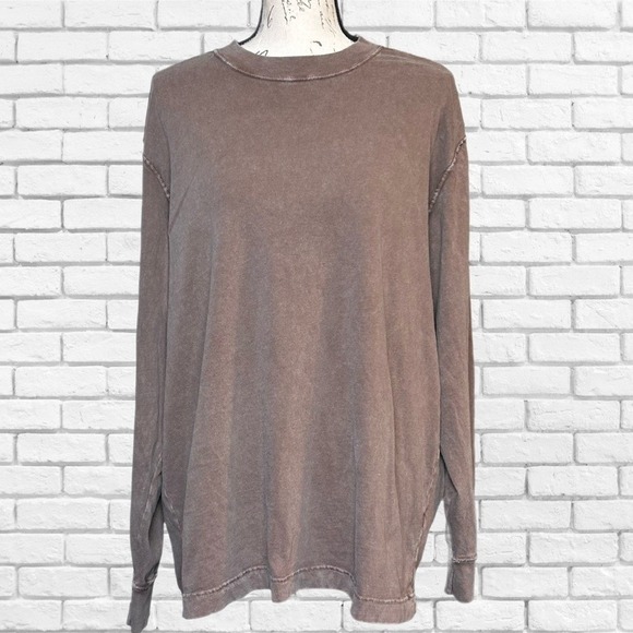 Abercrombie & Fitch Soft A&F Essentials Long Sleeve Tee Brown XL - Picture 2 of 6